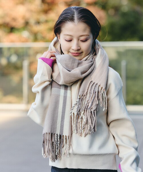 セール】チェック柄 大判ストール（マフラー）｜BEAMS HEART（ビームス