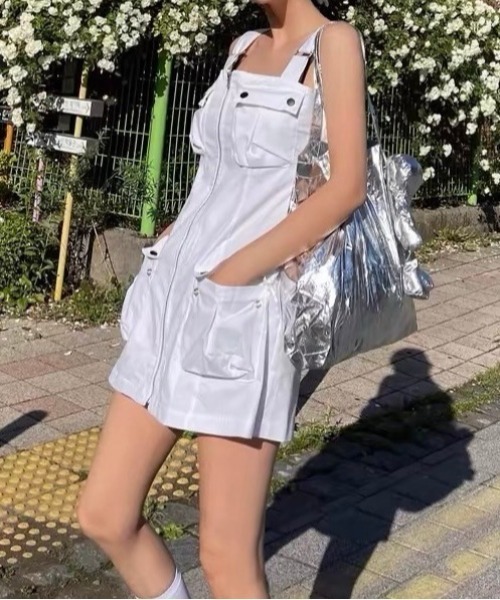 almo（アルモ）の「ジップカーゴワンピース(BQ)（ワンピース・レディース・ブラック/ホワイト・FREE）」の10枚目の写真