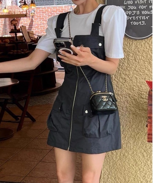 almo（アルモ）の「ジップカーゴワンピース(BQ)（ワンピース・レディース・ブラック/ホワイト・FREE）」の8枚目の写真
