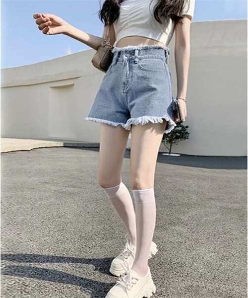 FREE STYLISTS(フリー スタイリスト)の「フリンジデニムショートパンツ(デニムパンツ・レディース・ホワイト/ブラック/ネイビー/ブルー・M/XL/S/L/2XL)」の22枚目の写真