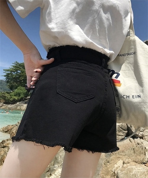 FREE STYLISTS(フリー スタイリスト)の「フリンジデニムショートパンツ(デニムパンツ・レディース・ホワイト/ブラック/ネイビー/ブルー・M/XL/S/L/2XL)」の14枚目の写真