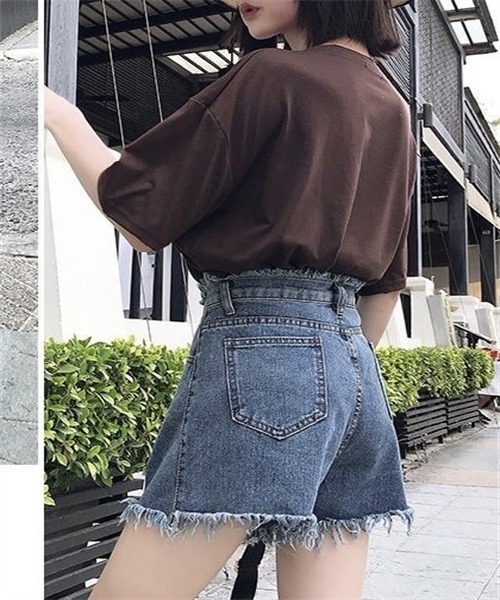 FREE STYLISTS(フリー スタイリスト)の「フリンジデニムショートパンツ(デニムパンツ・レディース・ホワイト/ブラック/ネイビー/ブルー・M/XL/S/L/2XL)」の19枚目の写真