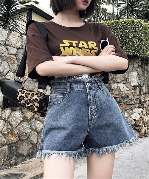 FREE STYLISTS(フリー スタイリスト)の「フリンジデニムショートパンツ(デニムパンツ・レディース・ホワイト/ブラック/ネイビー/ブルー・M/XL/S/L/2XL)」の17枚目の写真