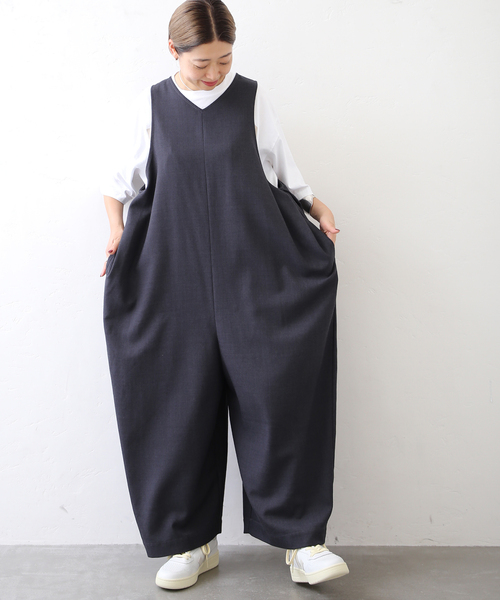 試着のみ✨ラックス　2024 TWツイルVネックサロペット　ブラック JOURNAL STANDARD LUXE（ジャーナルスタンダード ラックス）の「TW