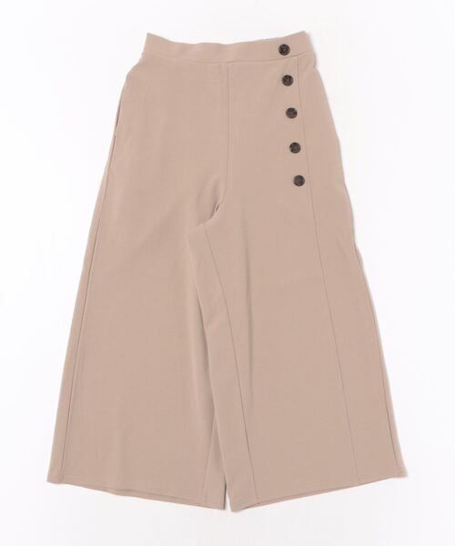 BELLUNA PLUS(ベルーナ)の「ジョーゼット素材サイドボタンワイドパンツ(その他パンツ・レディース・ネイビー/ベージュ/ブラック/オリーブ・MEDIUM/LARGE/SMALL/X-LARGE)」の1枚目の写真