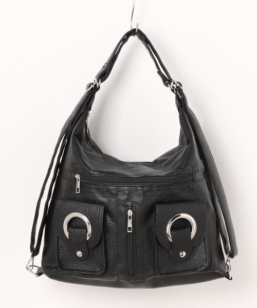 BARELY BLUE（ベアリーブルー）の「【 BARELY BLUE / ベアリーブルー 】 韓国風 3WAY ビッグ トートバッグ（トートバッグ・レディース・ブラック/ホワイト・FREE）」の8枚目の写真