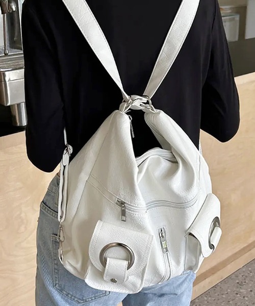 BARELY BLUE（ベアリーブルー）の「【 BARELY BLUE / ベアリーブルー 】 韓国風 3WAY ビッグ トートバッグ（トートバッグ・レディース・ブラック/ホワイト・FREE）」の10枚目の写真