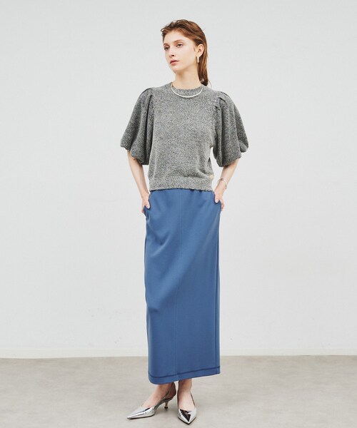 cloenc（クロエンス）の「◆【セットアップ／手洗い可】カットジョーゼットタイトスカート（スカート・レディース・ブラック/ナチュラル/ブルー系その他/ブラウン系・01/02/03）」の10枚目の写真