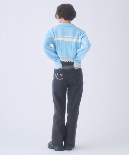 INTER FACTORY(インターファクトリー)の「おさき / ジップアップニットカーディガン made in INTER FACTORY(カーディガン/ボレロ・レディース・ブルー/オフホワイト・FREE)」の15枚目の写真