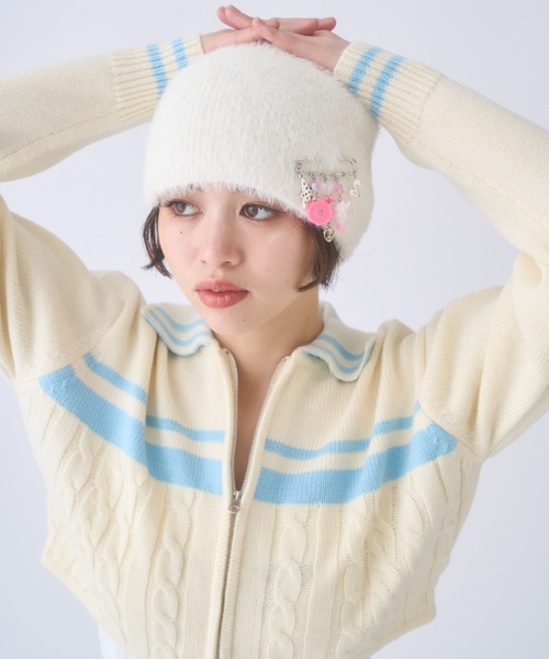 カーディガン おさき / ジップアップニットカーディガン　made in INTER FACTORY レディース おさき / ジップアップニットカーディガン made in INTER