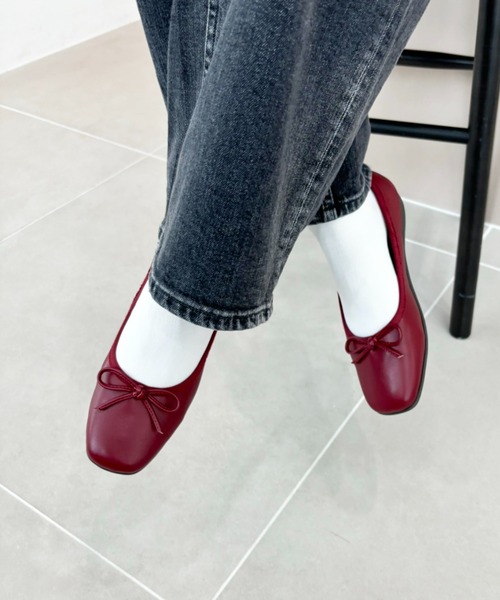 ORiental TRaffic（オリエンタルトラフィック）の「軽量 スクエアトゥバレエシューズ R-4009（バレエシューズ・レディース・レッド/グレー/ブラック/ブラック×ホワイト/ゴールド/ブルー・38/37/36/35/34/33/43/42/41/40/39）」の21枚目の写真