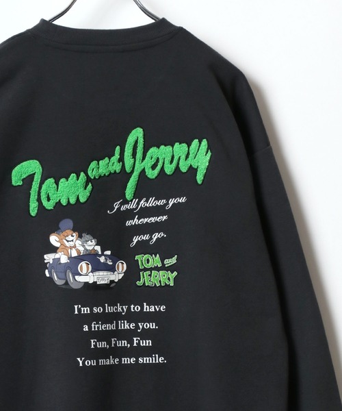 Tom＆Jerry（トムアンドジェリー）の「Tom and Jerry/トムとジェリー ワンポイント バックサガラ刺繍 プリント 裏起毛 オーバーサイズ スウェット レディース メンズ トレーナー（スウェット・レディース・ブルー系その他/グレー系その他/アッシュグレー/ブルー系その他2/スミクロ/ピンク系その他/ブラック系その他3/グレー系その他2/アイボリー/ホワイト系その他/ネイビー/グレイッシュブルー/グレー系その他3/グレー系その他4/ホワイト/ブラック系その他/ホワイト系その他2/ブラック系その他2/ブルー系その他3/ブラック系その他5/ホワイト系その他4/グレー系その他5/ブラック系その他4/ホワイト系その他3/ブラウン/ブラック系その他6・LL/M/L）」の7枚目の写真