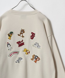 Tom and Jerry/トムとジェリー ワンポイント バックサガラ刺繍 プリント 裏起毛 オーバーサイズ スウェット レディース メンズ トレーナー
