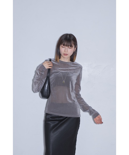 leimn(レイムン)の「シアーベロアトップス(Tシャツ/カットソー・レディース・グレー・M)」の3枚目の写真