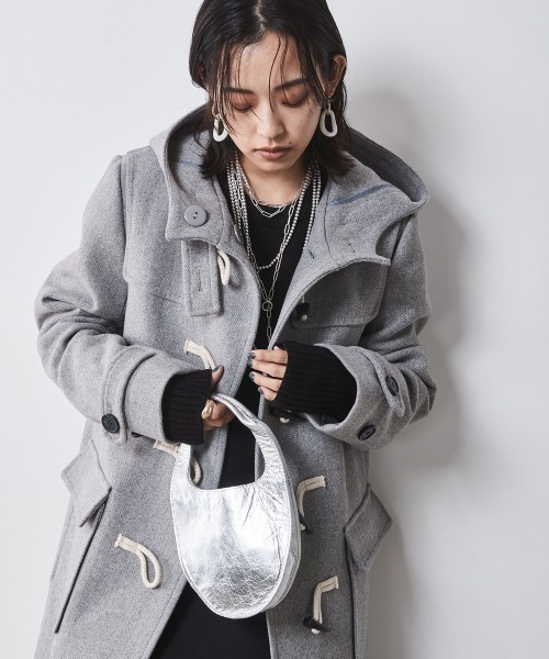 ダッフルコート(15＋) セール】ダッフルコート ウールメルトンタッチ セミロング（ダッフル