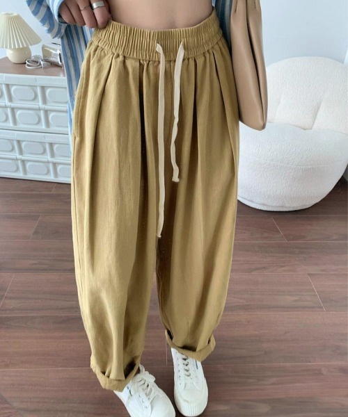 Miniministore（ミニミニストア）の「ワイドパンツ レディースキャロットパンツ（スラックス・レディース・ダークベージュ/オフホワイト/ブラック・L/M）」の3枚目の写真