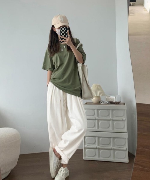 Miniministore（ミニミニストア）の「ワイドパンツ レディースキャロットパンツ（スラックス・レディース・ダークベージュ/オフホワイト/ブラック・L/M）」の5枚目の写真