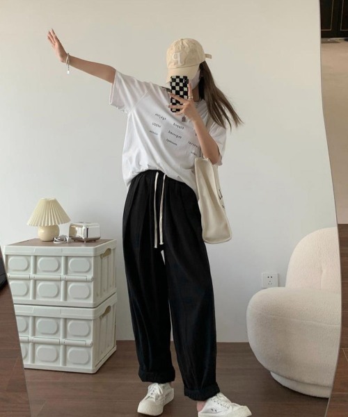 Miniministore（ミニミニストア）の「ワイドパンツ レディースキャロットパンツ（スラックス・レディース・ダークベージュ/オフホワイト/ブラック・L/M）」の8枚目の写真