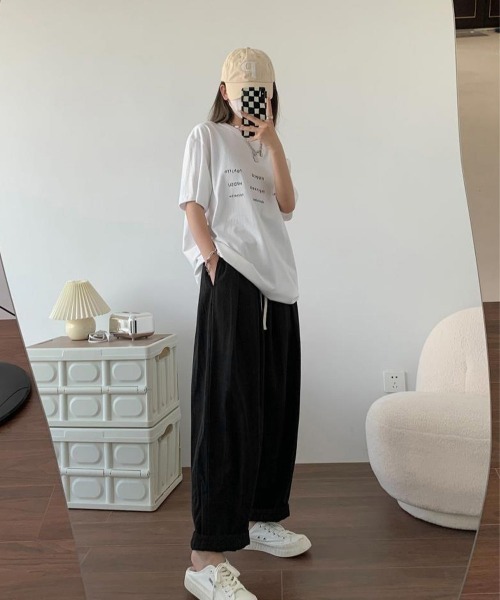 Miniministore（ミニミニストア）の「ワイドパンツ レディースキャロットパンツ（スラックス・レディース・ダークベージュ/オフホワイト/ブラック・L/M）」の9枚目の写真