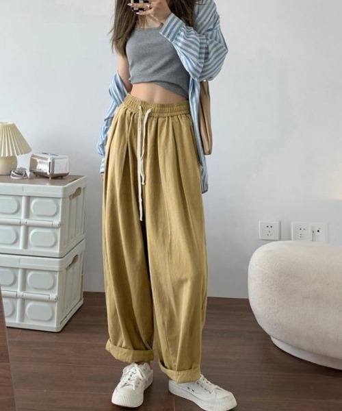 Miniministore（ミニミニストア）の「ワイドパンツ レディースキャロットパンツ（スラックス・レディース・ダークベージュ/オフホワイト/ブラック・L/M）」の11枚目の写真