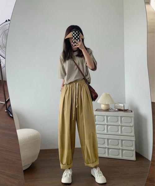 Miniministore（ミニミニストア）の「ワイドパンツ レディースキャロットパンツ（スラックス・レディース・ダークベージュ/オフホワイト/ブラック・L/M）」の12枚目の写真