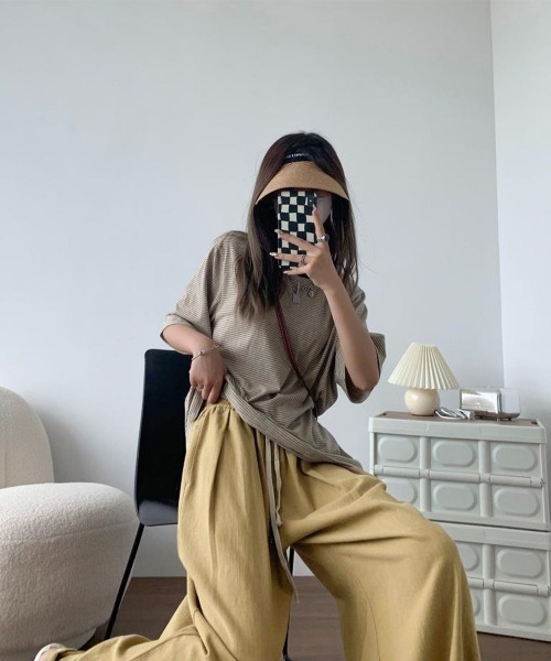 Miniministore（ミニミニストア）の「ワイドパンツ レディースキャロットパンツ（スラックス・レディース・ダークベージュ/オフホワイト/ブラック・L/M）」の14枚目の写真