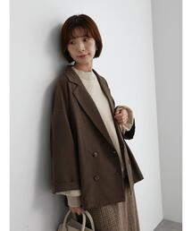 Samansa Mos2 blue | ダブルボタンシャツジャケット(シャツ/ブラウス)