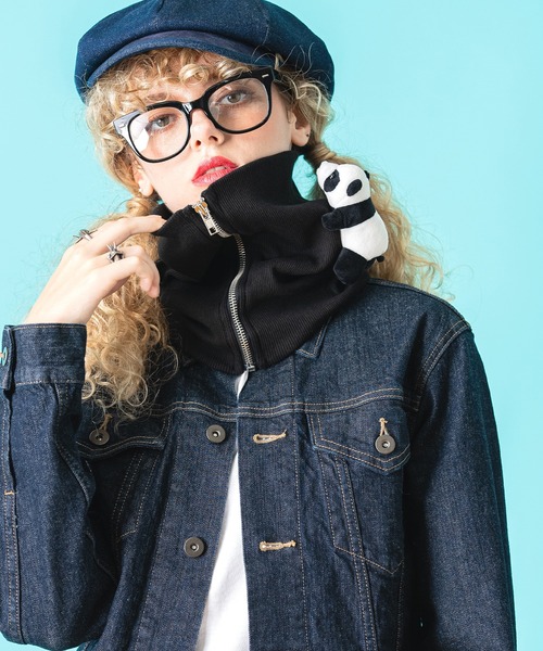 ankoROCK（アンコロック）の「TEDDY ankoROCK リブボリュームネックウォーマー / メンズ レディース ユニセックス 付け襟 ワンポイント（ネックウォーマー/スヌード・メンズ・ブラック・ONESIZE）」の2枚目の写真