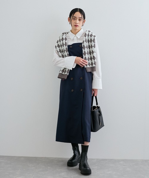 POLO BCS(ポロ ビーシーエス)の「【POLO BCS】VIS別注トレンチディテールワンピース【洗える】(ワンピース・レディース・ベージュ/ネイビー・FREE)」の3枚目の写真