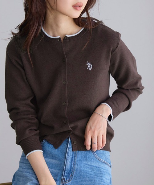U.S. POLO ASSN.(ユーエスポロアッスン)の「U.S. POLO ASSN. ニットカーディガン(カーディガン/ボレロ・レディース・ネイビー/レッド系その他/オフホワイト/杢グレー/ブラウン×イエロー/ピンク系その他/グレー系その他/チャコール/ブラウン・L/M/S/LL)」の6枚目の写真