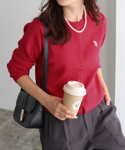 U.S. POLO ASSN.(ユーエスポロアッスン)の「U.S. POLO ASSN. ニットカーディガン(カーディガン/ボレロ・レディース・ネイビー/レッド系その他/オフホワイト/杢グレー/ブラウン×イエロー/ピンク系その他/グレー系その他/チャコール/ブラウン・L/M/S/LL)」の13枚目の写真