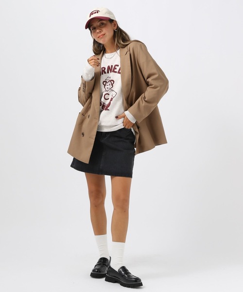 BAYFLOW（ベイフロー）の「[長いシーズン着られる裏毛素材]Cornellロゴスウェット（スウェット・レディース・ネイビー/オフホワイト/ワインレッド・FREE）」の4枚目の写真