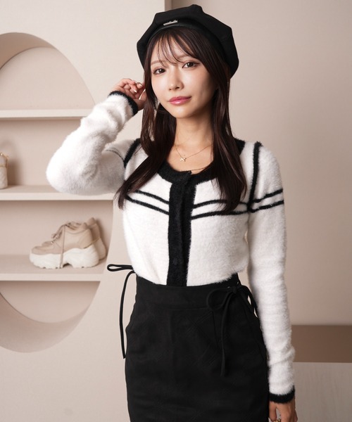 バイカラーラインコンパクトフェザーカーデ（カーディガン/ボレロ）｜LIPSERVICE（リップサービス）