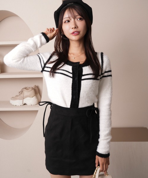 バイカラーラインコンパクトフェザーカーデ（カーディガン/ボレロ）｜LIPSERVICE（リップサービス）