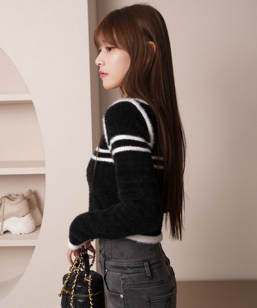 バイカラーラインコンパクトフェザーカーデ（カーディガン/ボレロ）｜LIPSERVICE（リップサービス）