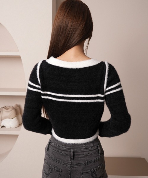 バイカラーラインコンパクトフェザーカーデ（カーディガン/ボレロ）｜LIPSERVICE（リップサービス）