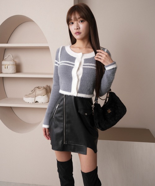 バイカラーラインコンパクトフェザーカーデ（カーディガン/ボレロ）｜LIPSERVICE（リップサービス）