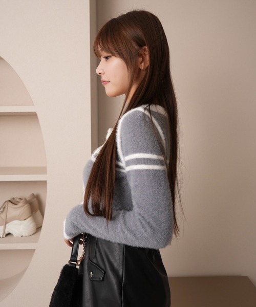 バイカラーラインコンパクトフェザーカーデ（カーディガン/ボレロ）｜LIPSERVICE（リップサービス）