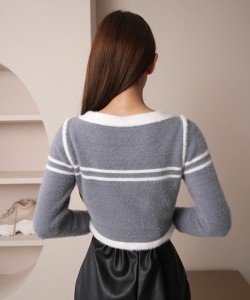 バイカラーラインコンパクトフェザーカーデ（カーディガン/ボレロ）｜LIPSERVICE（リップサービス）