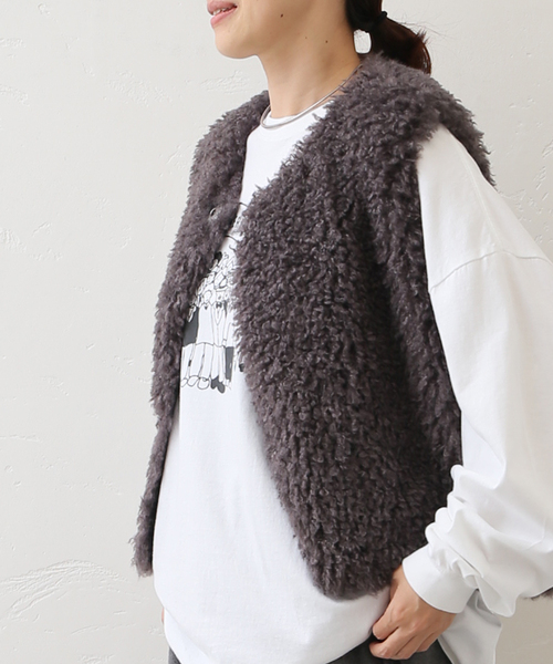 JOURNAL STANDARD LUXE(ジャーナルスタンダード ラックス)の「《追加》カーリーショートベスト(006)(ベスト・レディース・チャコールグレー・FREE)」の8枚目の写真
