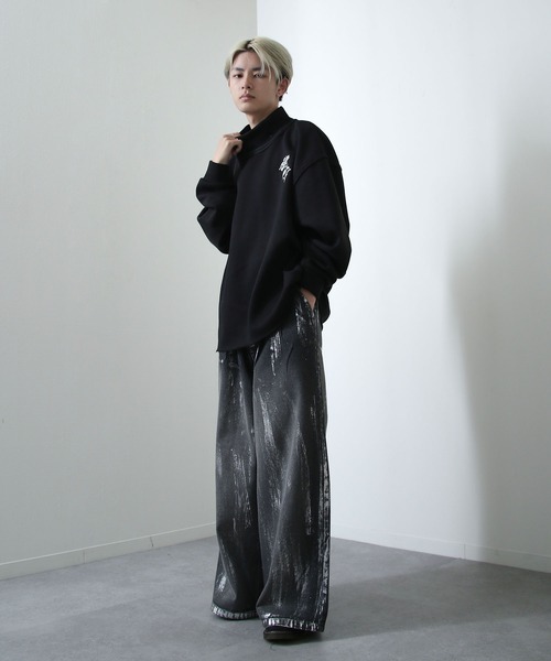 NILWAY(ニルウェイ)の「薔薇 刺繍 ハイネック オーバースウェット(スウェット・メンズ・チャコール/杢グレー/ブルー/ブラック・MEDIUM/LARGE)」の12枚目の写真