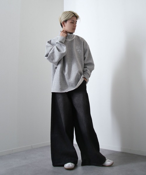 NILWAY(ニルウェイ)の「薔薇 刺繍 ハイネック オーバースウェット(スウェット・メンズ・チャコール/杢グレー/ブルー/ブラック・MEDIUM/LARGE)」の18枚目の写真