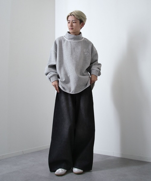 NILWAY(ニルウェイ)の「薔薇 刺繍 ハイネック オーバースウェット(スウェット・メンズ・チャコール/杢グレー/ブルー/ブラック・MEDIUM/LARGE)」の19枚目の写真