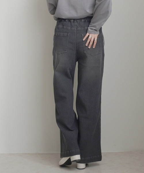 SELECT LEVERY(セレクトリベリー)の「AIRジョグワイドバギーパンツ(デニムパンツ・レディース・ライトブルー/ブラック/グレー/ワンウォッシュ/ネイビー・SMALL/MEDIUM/LARGE/X-LARGE)」の7枚目の写真