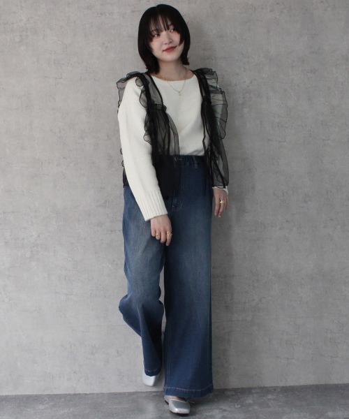 SELECT LEVERY(セレクトリベリー)の「AIRジョグワイドバギーパンツ(デニムパンツ・レディース・ライトブルー/ブラック/グレー/ワンウォッシュ/ネイビー・SMALL/MEDIUM/LARGE/X-LARGE)」の11枚目の写真
