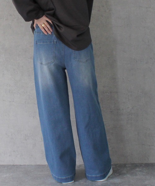 SELECT LEVERY(セレクトリベリー)の「AIRジョグワイドバギーパンツ(デニムパンツ・レディース・ライトブルー/ブラック/グレー/ワンウォッシュ/ネイビー・SMALL/MEDIUM/LARGE/X-LARGE)」の16枚目の写真