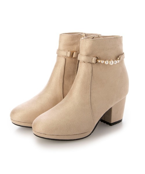 Realta（レアルタ）の「Realta(レアルタ)6.5cmヒール2WAYパールショートブーツ（ブーツ・レディース・ブラウン系その他/ブラック/ベージュ・S/M/L/LL）」の10枚目の写真