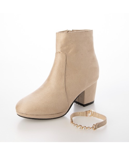 Realta（レアルタ）の「Realta(レアルタ)6.5cmヒール2WAYパールショートブーツ（ブーツ・レディース・ブラウン系その他/ブラック/ベージュ・S/M/L/LL）」の22枚目の写真