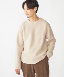 SHIPS: ウール リサイクルカシミヤ 畦編み クルーネック ニット
