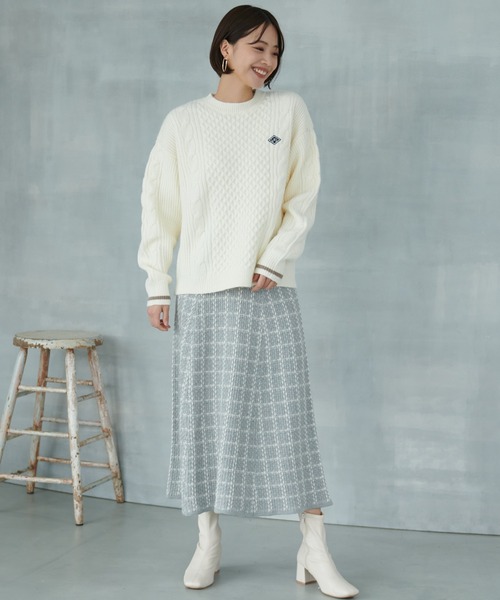 Arnold Palmer（アーノルドパーマー）の「ツイード ニット スカート（スカート・レディース・グレー/ベージュ/ブラック・L/M/S）」の16枚目の写真